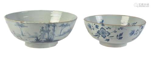A London delft blue and white punch bowl