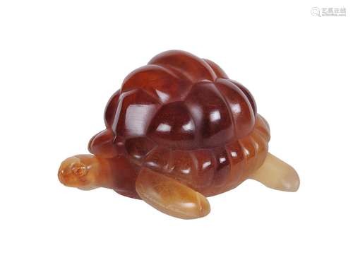 Daum, tortoise, an amber pate de verre model of a tortoise