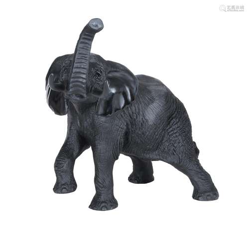 Daum, Elephant, a black pate de verre model of an elephant