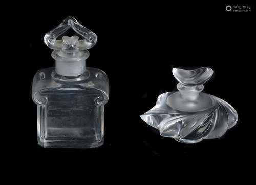 Lalique, Cristal Lalique, Samoa, a frosted and clear glass scent bottle