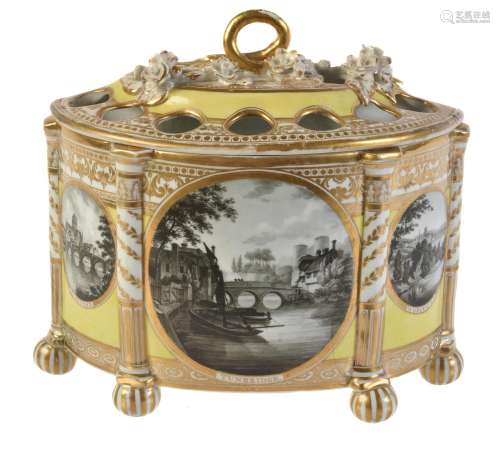 A Chamberlain's Worcester yellow-ground bough pot and pierced cover