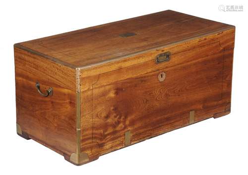 An Anglo-colonial camphor wood and brass bound campaign or sea chest