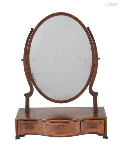 Y A George III mahogany and tulipwood banded platform dressing mirror