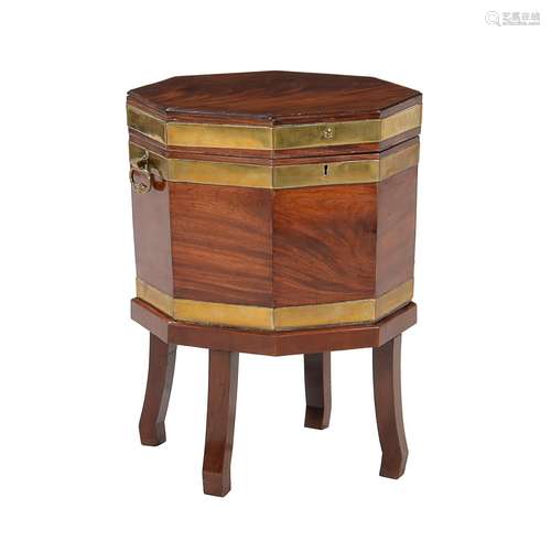 A George III mahogany and brass bound wine cooler