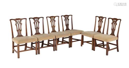 A set of six George III mahogany dining chairs