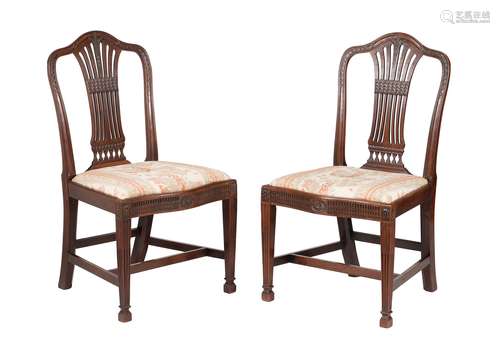 A pair of George III mahogany side chairs