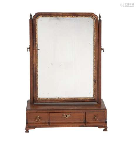 A George III walnut and parcel gilt dressing mirror