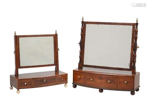 A Regency mahogany and inlaid dressing mirror