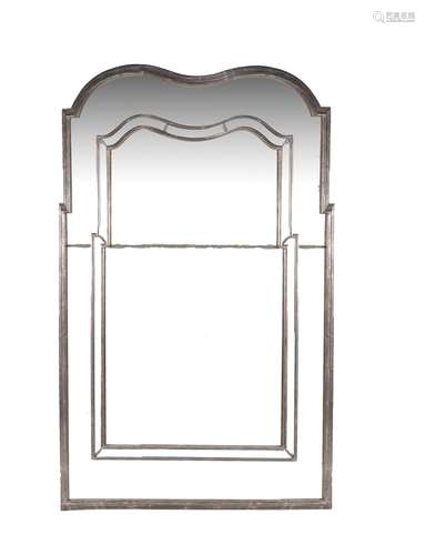 A silvered wood marginal wall mirror