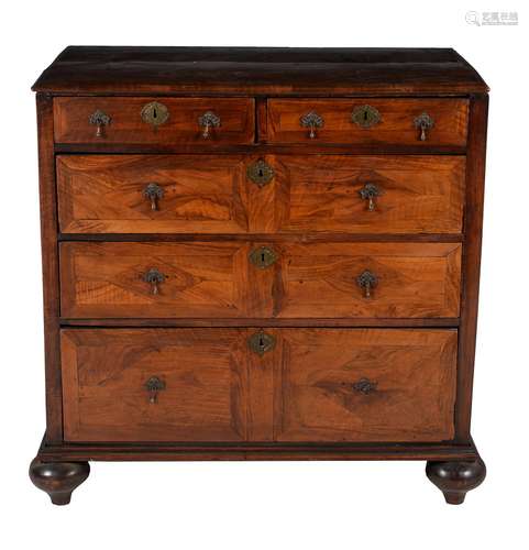 A William III walnut chest of drawers