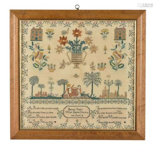 A large early Victorian Biblical needlework sampler by Susanna Sagar