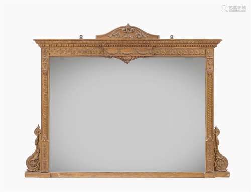 A Victorian giltwood and composition overmantel wall mirrror