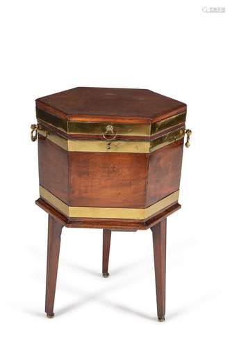 A George III mahogany and brass bound wine cooler