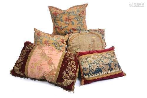 Three tapestry upholstered cushions