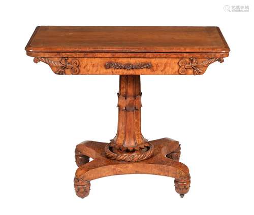 A George IV bird's-eye maple card table