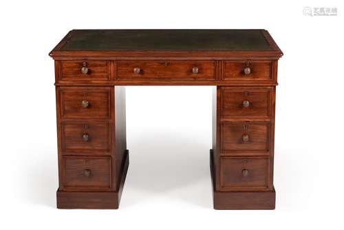 A Victorian mahogany twin pedestal desk