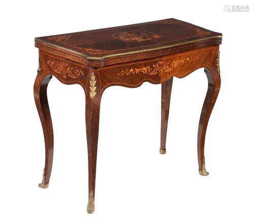 Y An Italian rosewood and marquetry inlaid folding card table