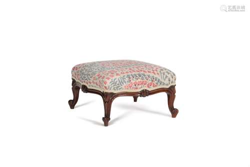 Y A Victorian rosewood and upholstered footstool