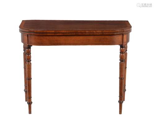 Y A Regency mahogany and tulipwood crossbanded card table