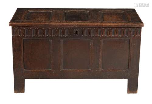 An oak three panel coffer