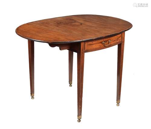 Y A George III mahogany and tulipwood banded Pembroke table