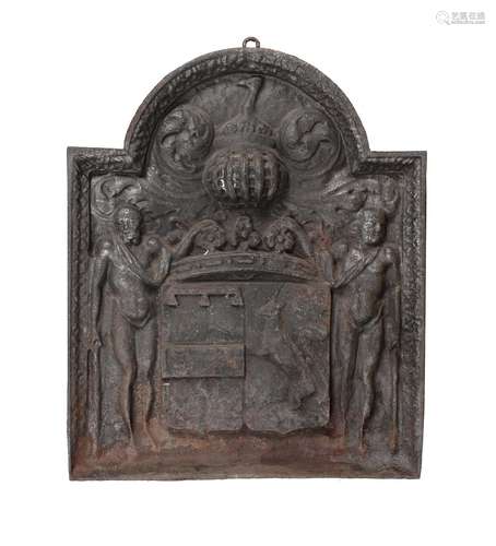 A cast iron fireback in 17th century taste