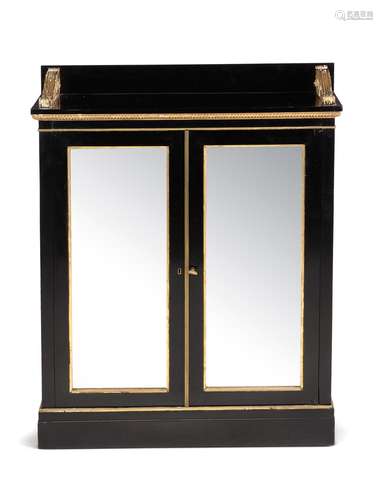 A Victorian ebonised and parcel gilt side cabinet