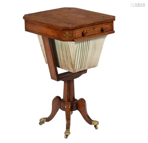 Y A Regency rosewood and brass inlaid work table