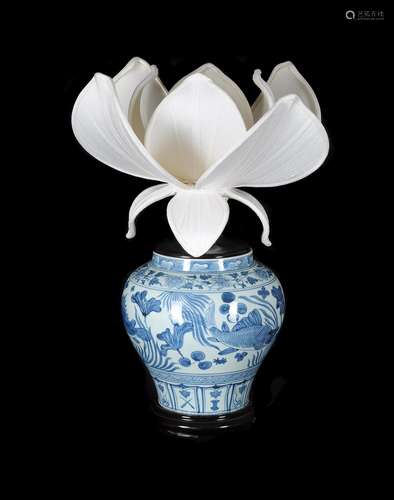 A Chinese blue and white vase in Ming style