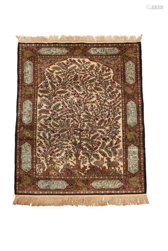 A Kashan silk rug