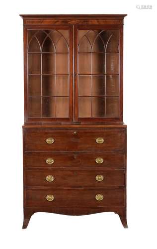 A George III mahogany secretaire bookcase