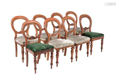 A set of six Victorian mahogany balloon back dining chairs