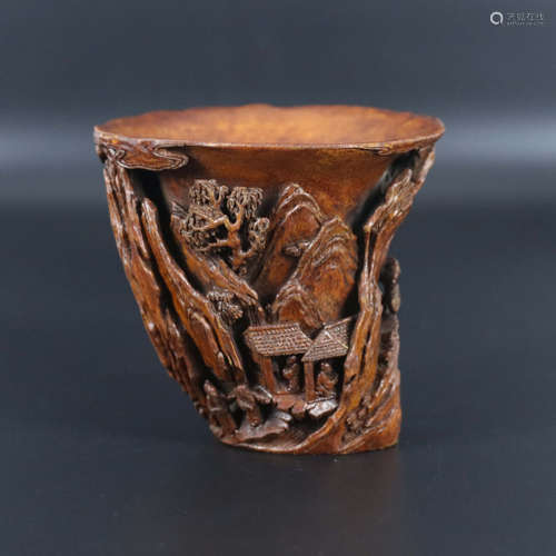 Bamboo root landscape figure cup