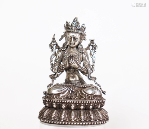 Chinese Silver Seated Buddha