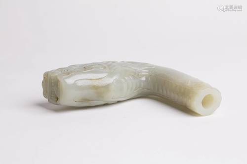 Chinese White Jade Dragon Cane Handle