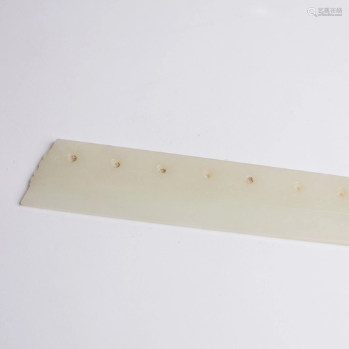 Chinese Archaistic White Jade 7 Hole Blade