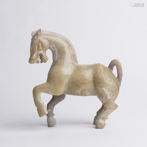 Chinese Archaistic Mottled Jade Horse