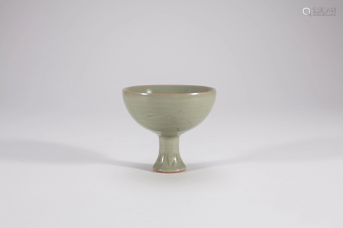 Chinese Longquan Celadon Porcelain Stem Bowl