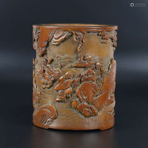 Qing Bamboo Carving Brush Pot