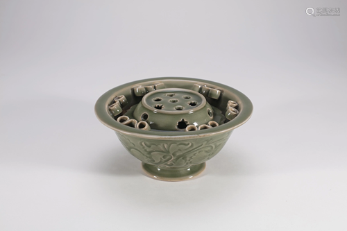 Chinese Yaozhou Celadon Porcelain Incense Hol…