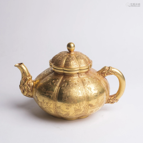 Chinese High Karat Gold Teapot, 563.9G