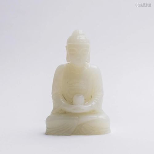 Chinese White Jade Seated Healing Buddha