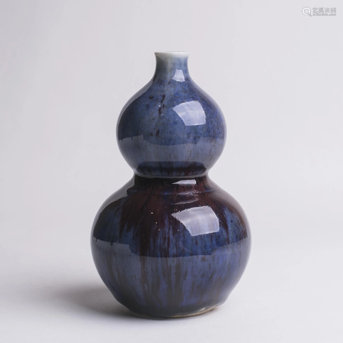 Chinese Blue Glazed Porcelain Double Gourd Vase