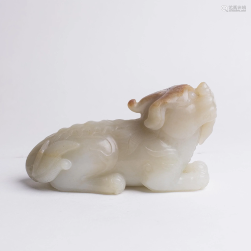 Chinese Russet to White Jade Qilin Toggle