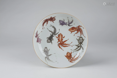 Chinese Enameled Porcelain Goldfish Pattern