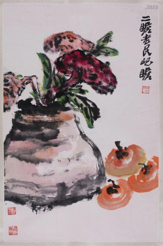 Chinese Flower Still Life Ink & Color on Paper