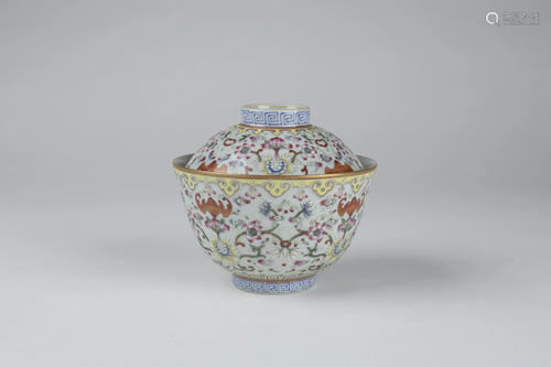 Chinese Famille Rose Porcelain Teacup and Cover