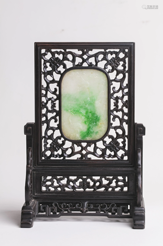 Chinese Translucent Jadeite Plaque Table Screen