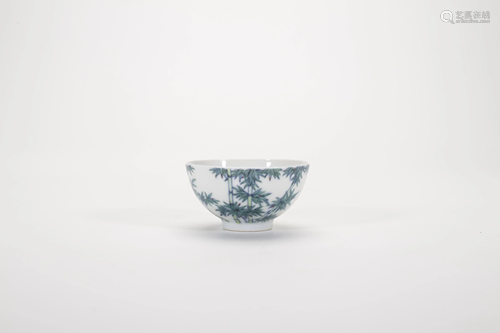 Chinese Doucai Porcelain Teacup Bamboo Desi…