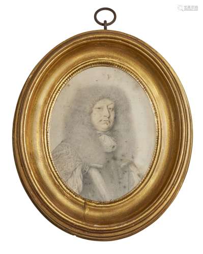 Attributed to David Loggan, English 1635-1692- Portrait miniature of a nobleman, traditionally
